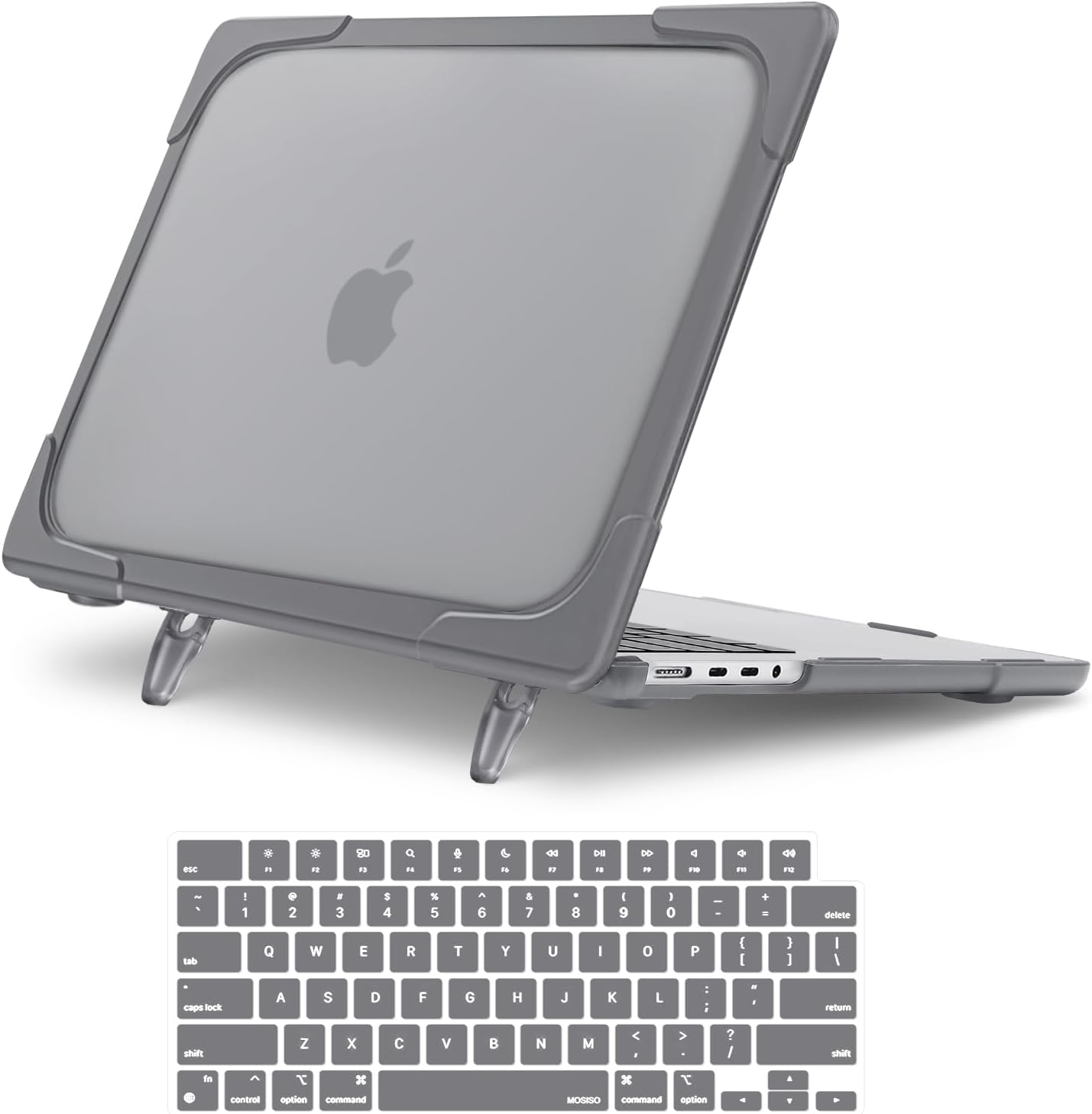 MOSISO Compatible with MacBook Pro 14 inch Case M5 M4 M3 M2 M1 2026-2021 A3427 A3426 A3434 A3112 A3185 A3401 A2918 A2992 A2779 A2442, 2 in 1 Kit Heavy Duty Shockproof Shell with Fold Kickstand, Black