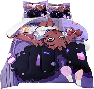 African American Black Girl Twin Bedding Set, Twin Bed Comforter Sets for Girls Black Girl Magic Comforter Set Purple Twin Size Cute 2 Piece Quilt Set, 1 Comforter + 1 Pillowcase