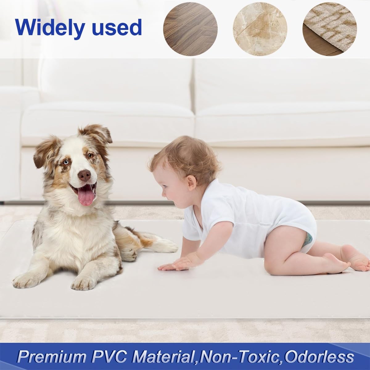 Alfombrilla de PVC transparente para sillas de suelos duros, protector de suelo antideslizante para oficina en casa y cocina, alfombra para madera y azulejos, tamaño de 40 cm, ideal para una máxima