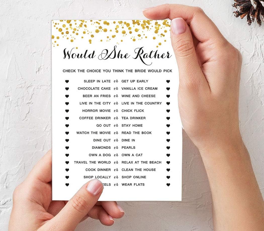 Bachelorette Party Game Set Bundle Gold Confetti of 4(50 Sheets Each) Fun Bridal Shower Game Set