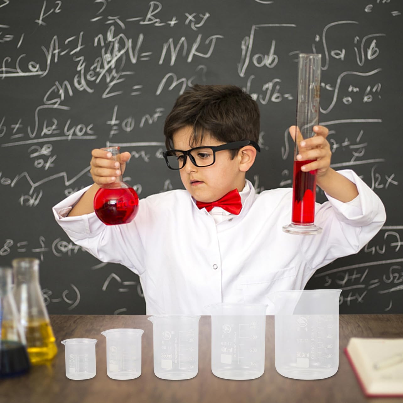 5 Misurini in Borosilicato Scala Di Misurazione Contenitori Per Liquidi Trasparenti Per Esperimenti E Misurazioni Accurate