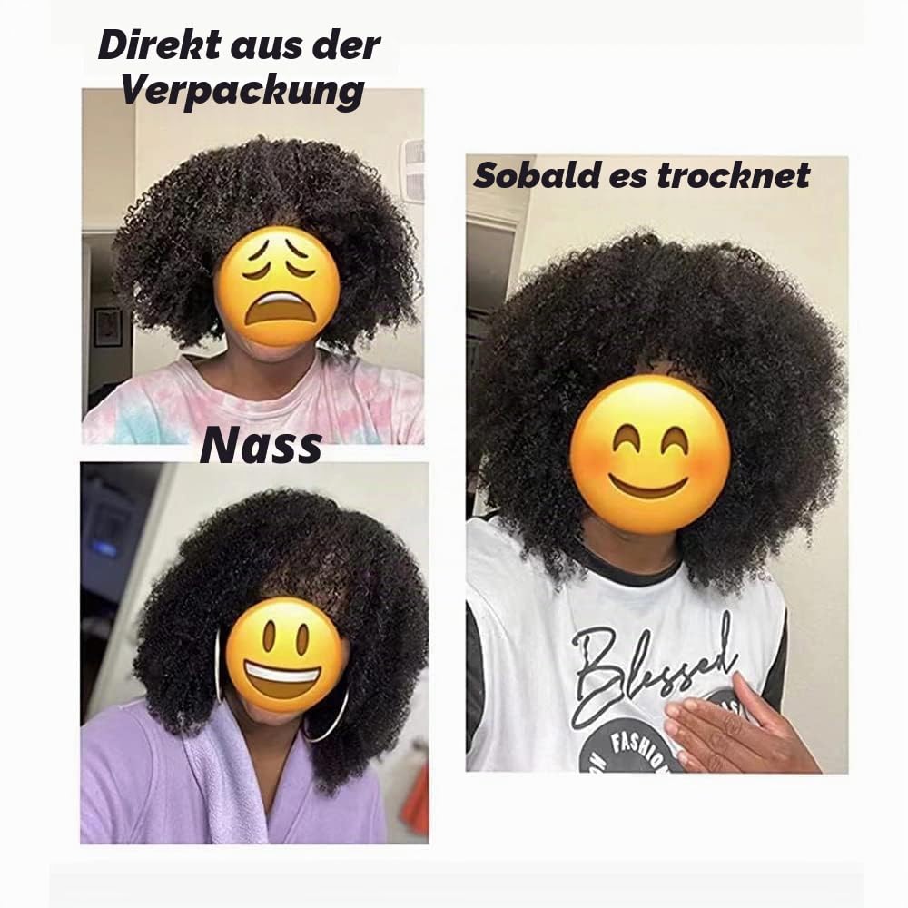 Afro Kinky Curly Human Hair Wig with Bangs for Women None Lace Human Hair Glueless Wig 180% Density Small Curly Human Hair Wigs for Black Women Afro Wig 12 Inch