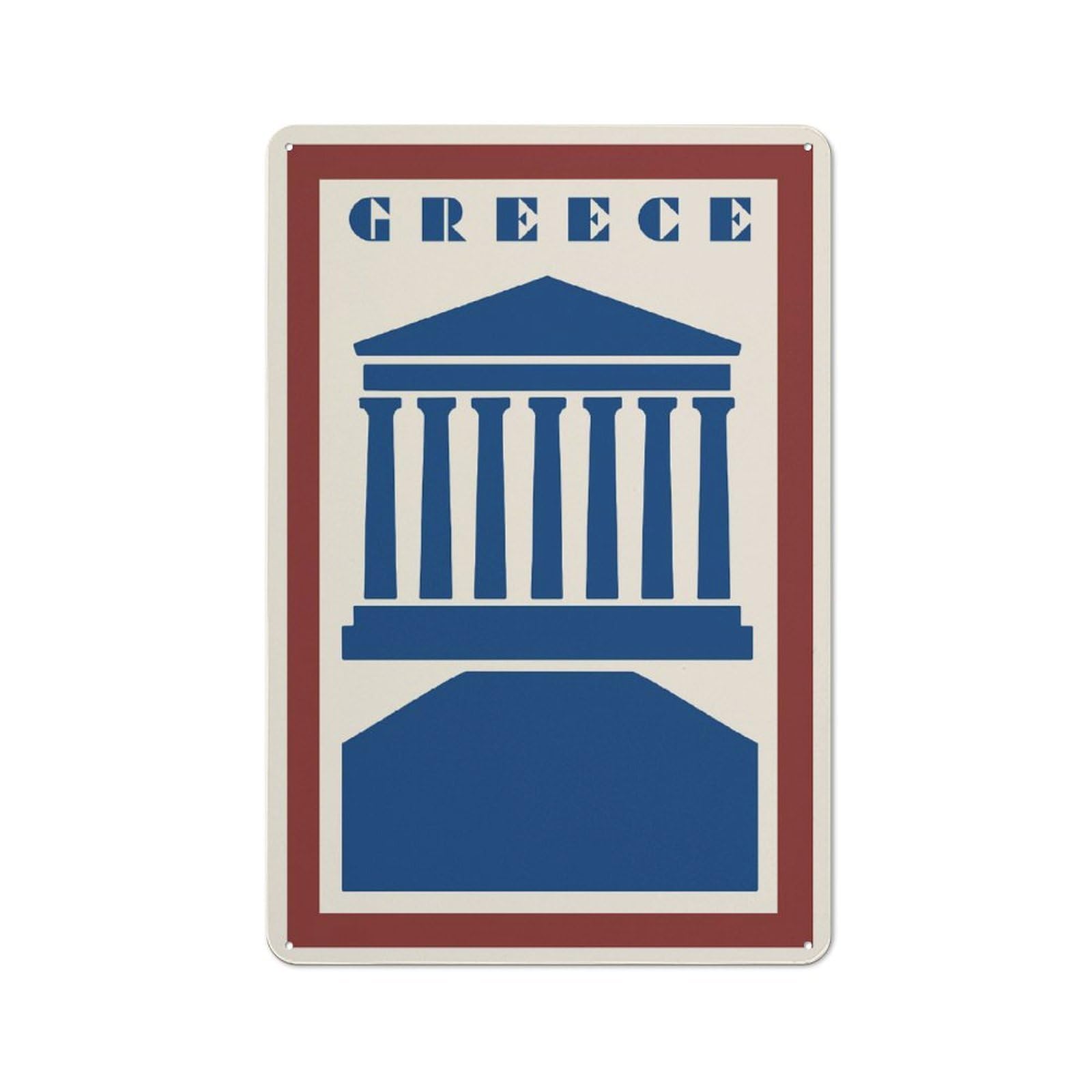 Junmoney Style-22 Vintage Greece Travel Metal Wall Plaque 30X20cm, Character Room Wall Plaque For Hallway, Home Bar, Garage Or Study