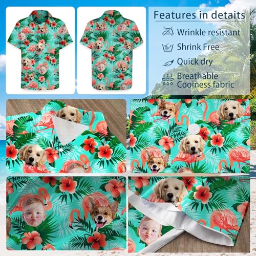 Custom Hawaiian Shirt with Face Picture for Men Custom Shirts Personalized Funny Button Down Hawaiian Beach Shirts w/Photo3