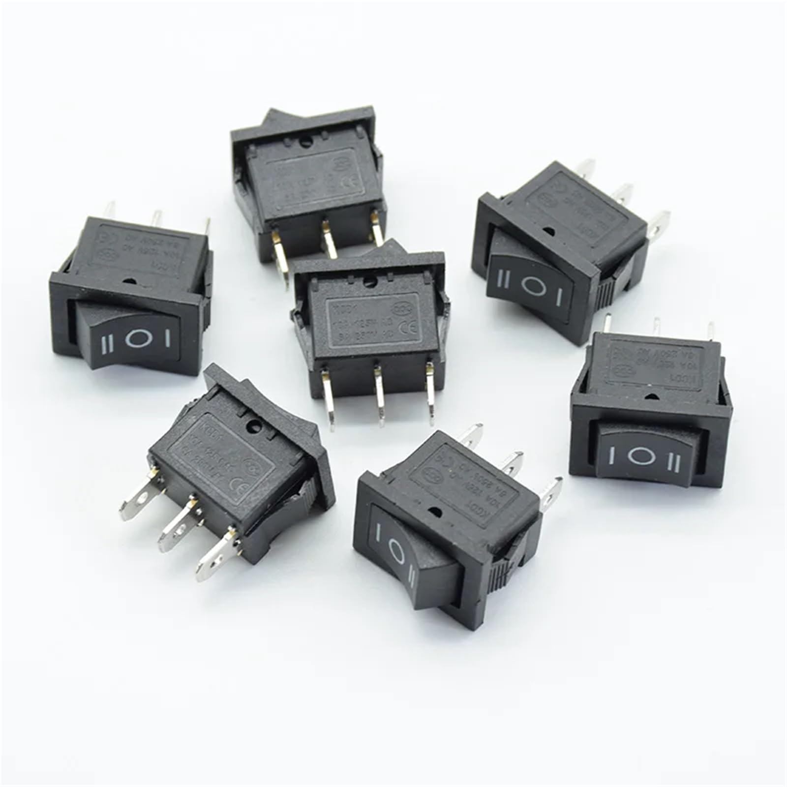 5PCS/lot 21 * 15 * 21mm Black SPDT On/Off/On AC 6A/250V 10A/125V 3 Pin Boat Rocker Switch Third Gear 3 Position