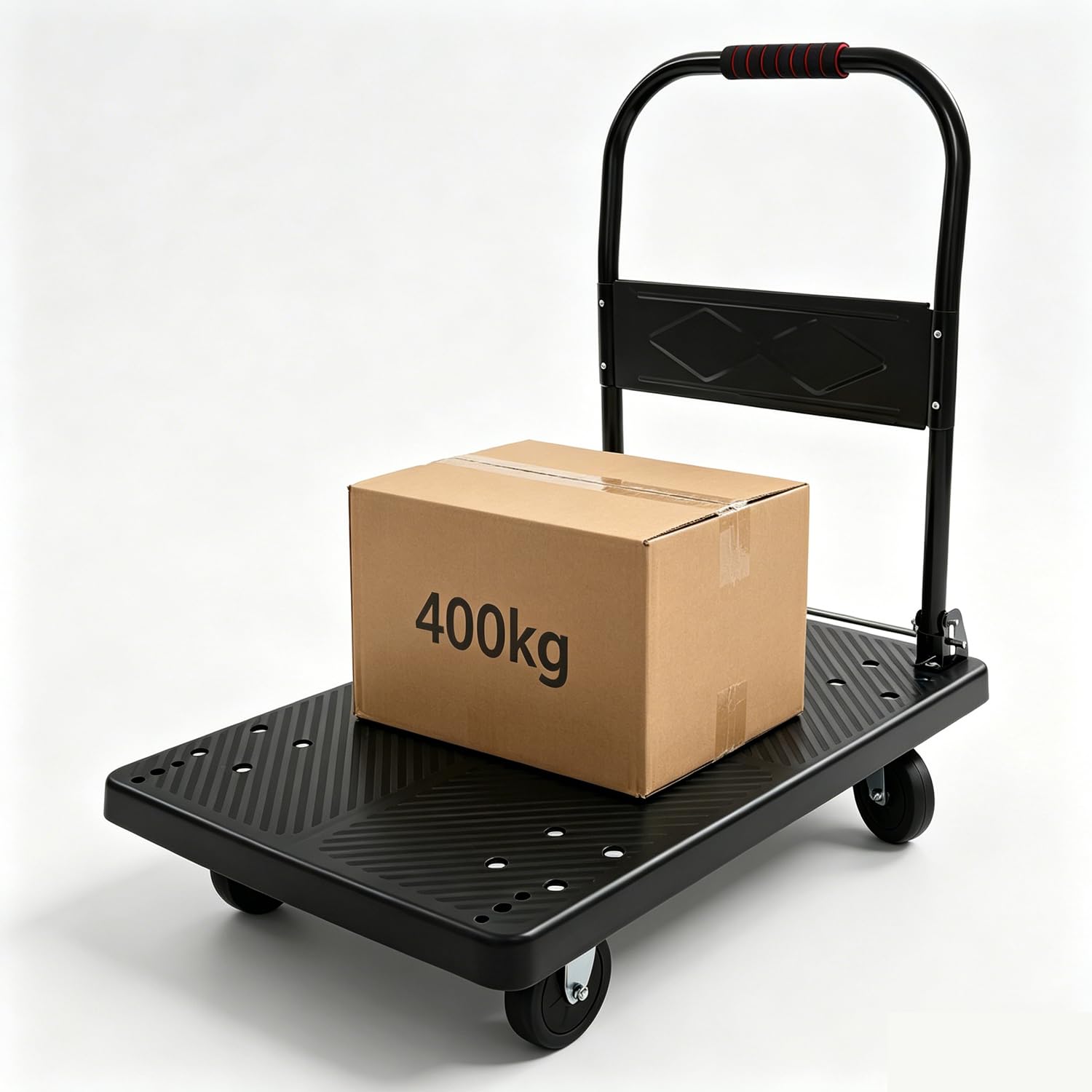 Transportwagen, Plattformwagen - Klappbar Bis 400 kg Tragkraft, Transporthilfe mit Geräuscharme TPR-Räder - Bremsfunktion, Ladefläche 58 × 88 cm
