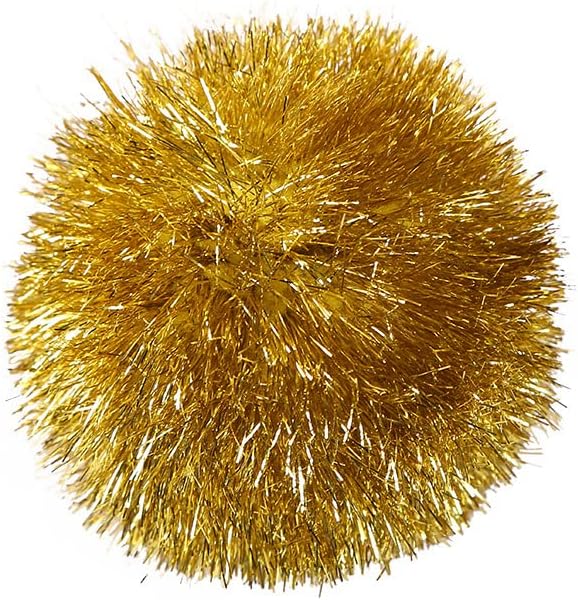 YYCRAFT 15pcs Jumbo Glitter Tinsel Pom Poms Sparkle Balls for DIY Craft,Cat Toys2 Inch,Yellow