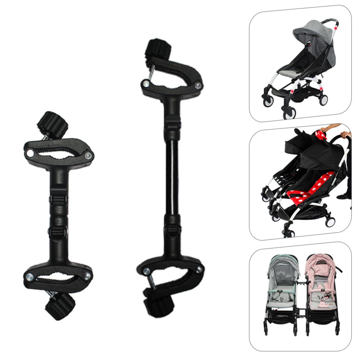 Conectores de cochecito de recién nacido de hierro y plástico negros, 3 piezas, para unir dos cochecitos individuales en uno doble, familias con dos, uso exterior