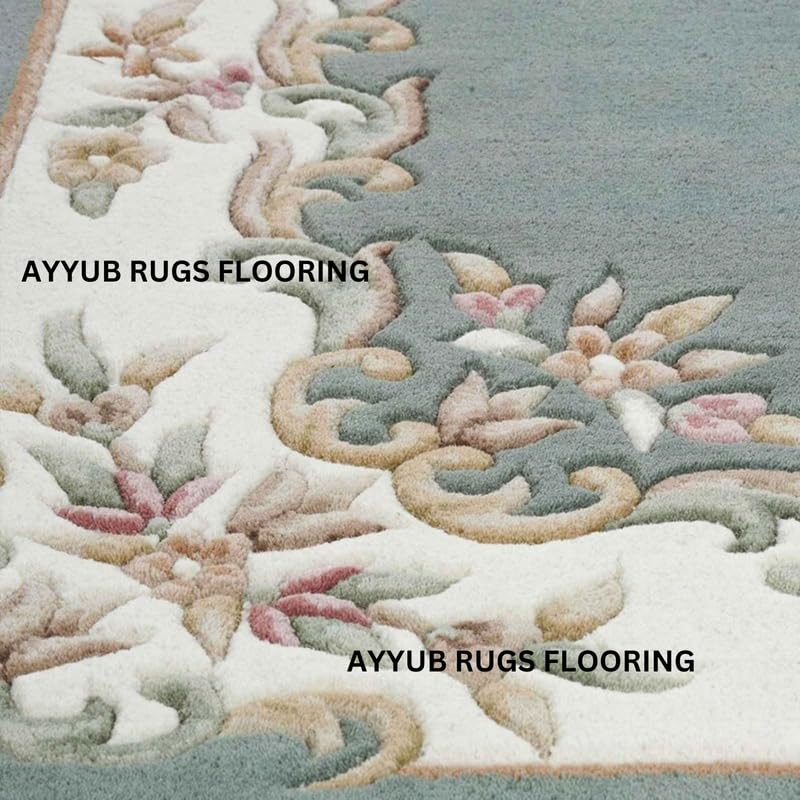 Tapete Premium de Lana Hecho a Mano Diseño Aubusson 5x7 pies miniatura 2