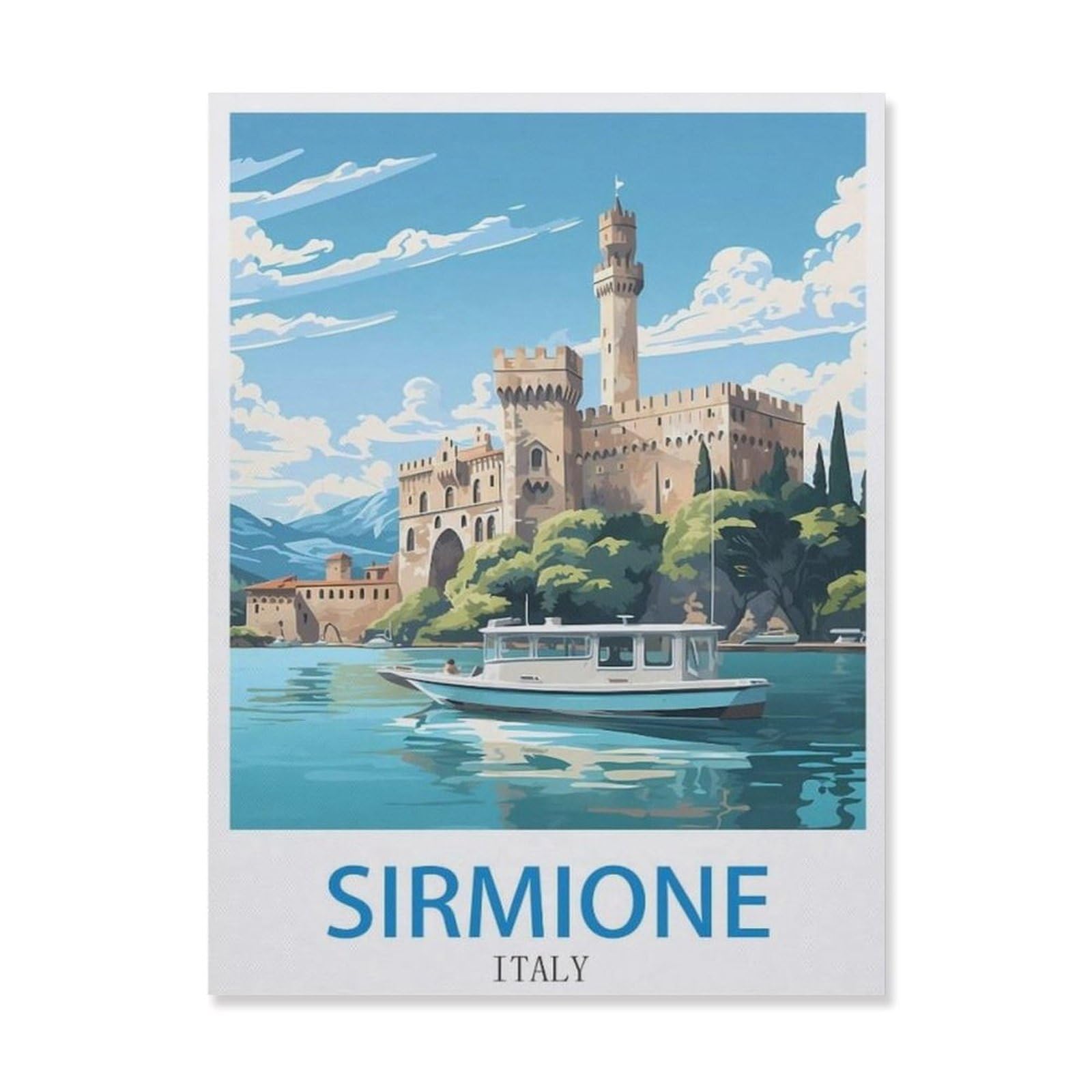 Sirmione Italy，Tin Sign Vintage Wall Poster Retro Iron Painting Metal Plaque Sheet for Bar Cafe Garage Home Gift Birthday Wedding(20x30cm）8x12 inch-EH1