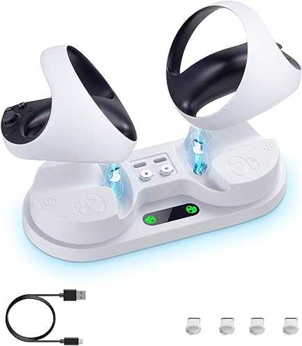 Estación de carga para controlador PSVR2 Sense Controller, base de carga dual para PS VR2, estación de carga magnética con 4 terminales magnéticos