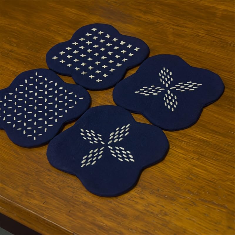 4pcs/Set arylic Quilting Template,Sashiko Embroidery Reusable 3.66inch Painting Drawing Templates for Hand-Made Coaster Tea mat sashiko Drawing Set DIY Art Craft
