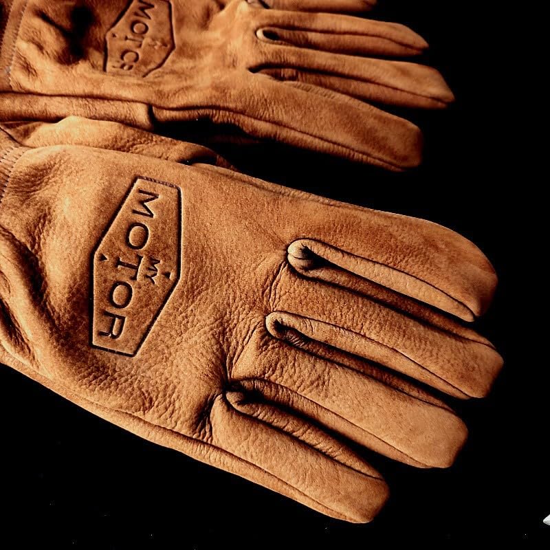 Guanti da moto vintage, strato superiore in pelle bovina satinata, guanti da ciclismo da uomo e donna resistenti all'usura e caldi guanti da campeggio