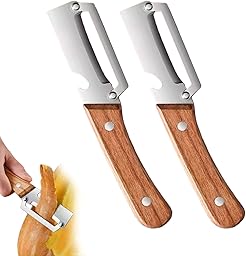 Zero Snag Wooden Peeler, 2-in-1 Multifunctional Stainless Steel Peeler, Potato Fruit Pumpkins Kitchen Peelers with Bottle Opener (2 PCS)