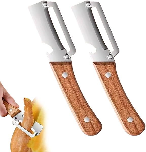 Zero Snag Wooden Peeler, 2-in-1 Multifunctional Stainless Steel Peeler, Potato Fruit Pumpkins Kitchen Peelers with Bottle Opener (2 PCS) - 1