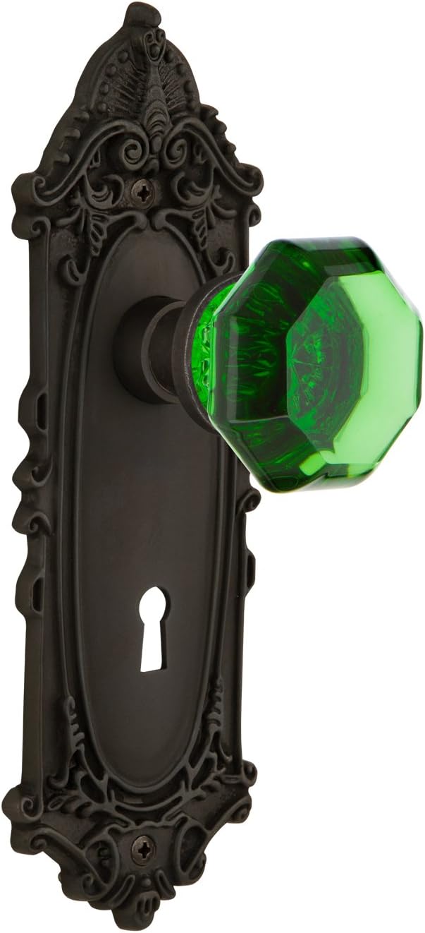 Nostalgic Warehouse 723076 Victorian Plate with Keyhole Single Dummy Waldorf Emerald Door Knob in Oil-Rubbed Bronze