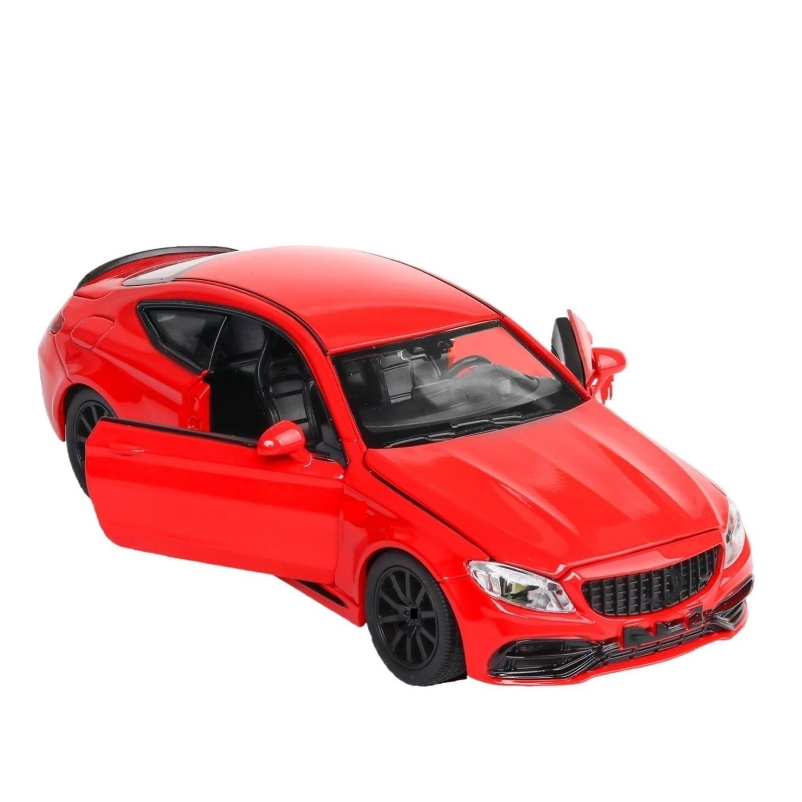 SHENSJUAN Plastic interior Rubber tires Alloy Metal Model Car Scale 1:32 For Benz C63S Classic metal body(Red)