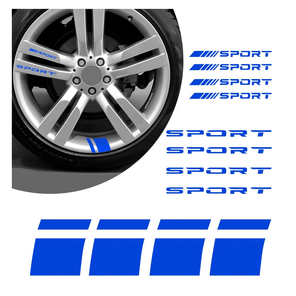 12 Adesivi Sportivi Riflettenti Per Auto - Decorazioni Colorate Per Cerchioni, Specchietti E Paraurti - Set Multicolore (Rosso) - Foto 8