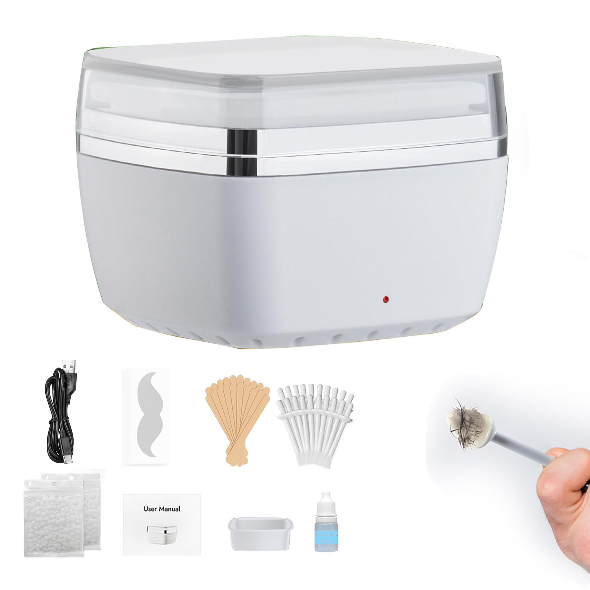 Kit di cera per peli del naso, kit di cera calda per la depilazione con cera da 100 g, 30 bastoncini di cera per naso, 3 vasetti in silicone, kit di ceretta a casa per donne e uomini, riscaldamento