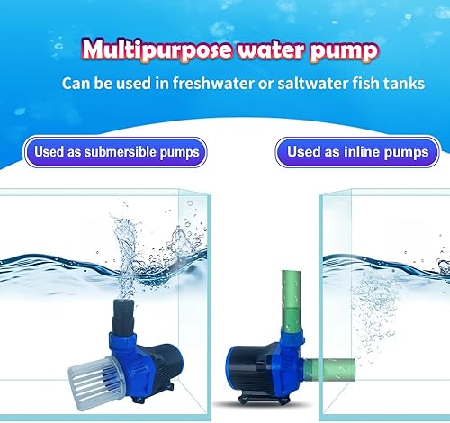 Miniatura 9 de NEZO Bomba de agua para acuario con controlador, sumergible y bomba de retorno de ahorro de energía en línea para acuario, tanque de peces de agua