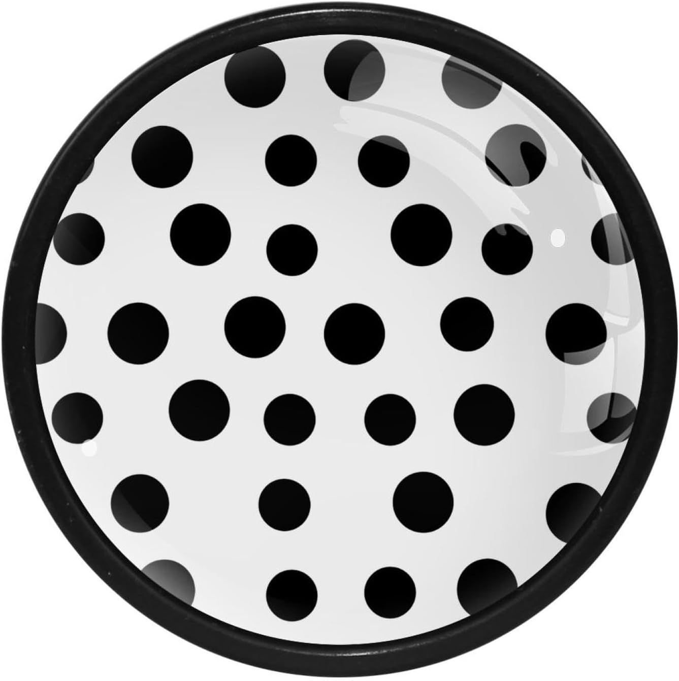 Round Kitchen Cabinet Knobs Handles,Knobs for Dresser Drawers,4Pcs,Black White Polka Dot,Cabinet Door Knobs