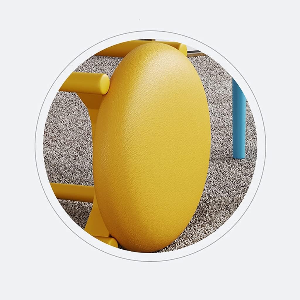 Minimalist Fashion Creative Plastic Round Stools Leather Cushions Dining Table Stools High Stools for Bedroom Living Room/Diningcasual/White