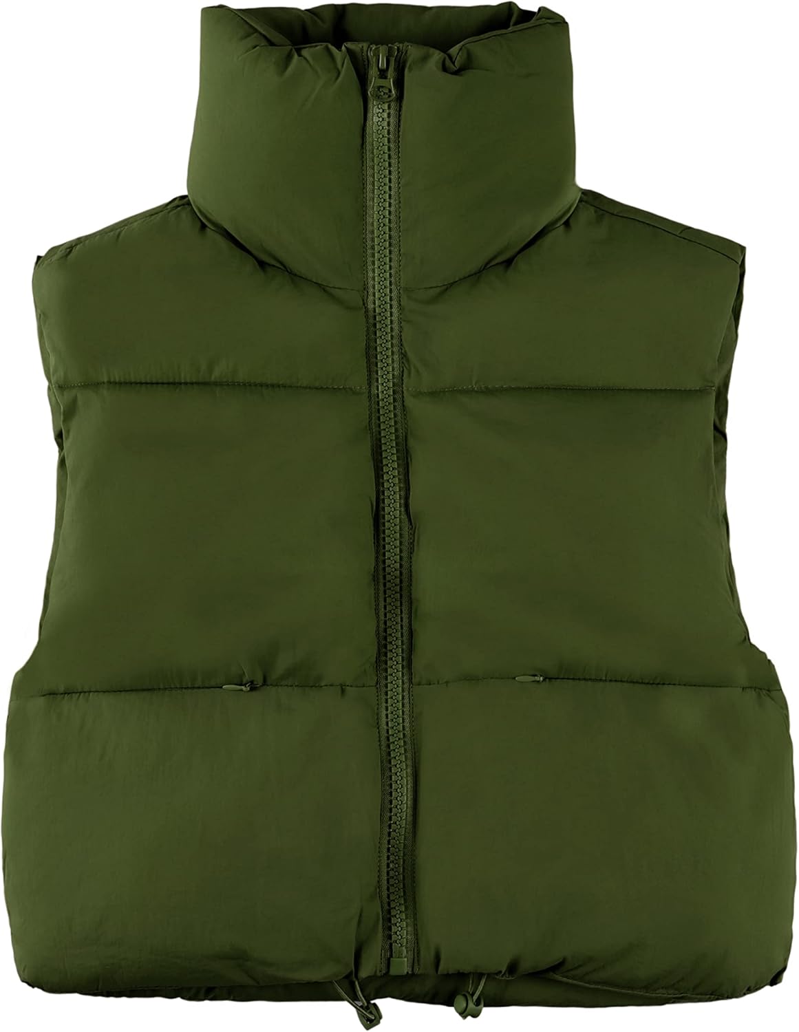 UANEO Cropped Puffer Vest Women Zip Up Stand Collar Sleeveless Padded Crop Puffy Vests