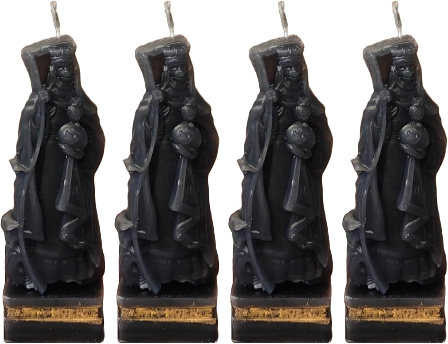 Santa Muerte Style Candle – Detailed Figurine Decorative Candle for Home Décor, Cultural Art Display, Shelf & Table Accent (Green, Pack of 4)