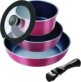 パール金属 スタックプラス ブルーダイヤモンドコートIH対応クックウェア5点セットB レッド HB-5631