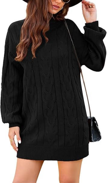 Pieces Relaxed fit gebreide jurk met col en zijsplitten, model 'JULIANA' in donkerblauw online kopen | P&C