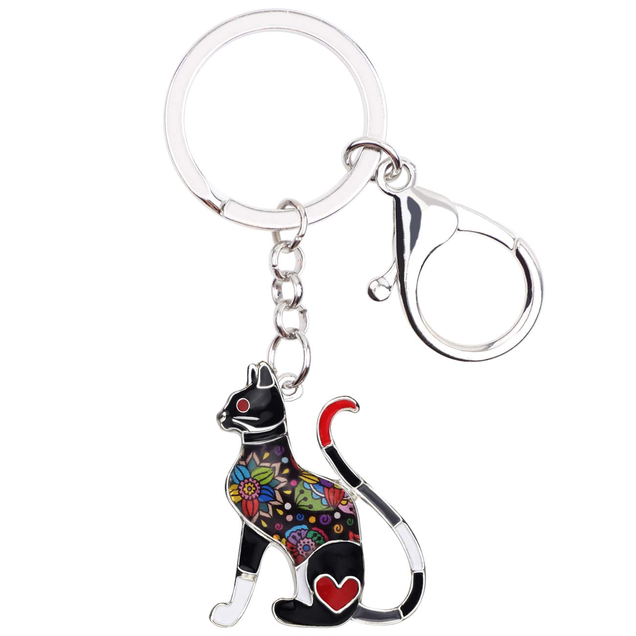 WEVENI Alloy Elegant Cat Keychain Accessories Kitten Jewelry Car Wallet Charms For Women Girls (Dark)