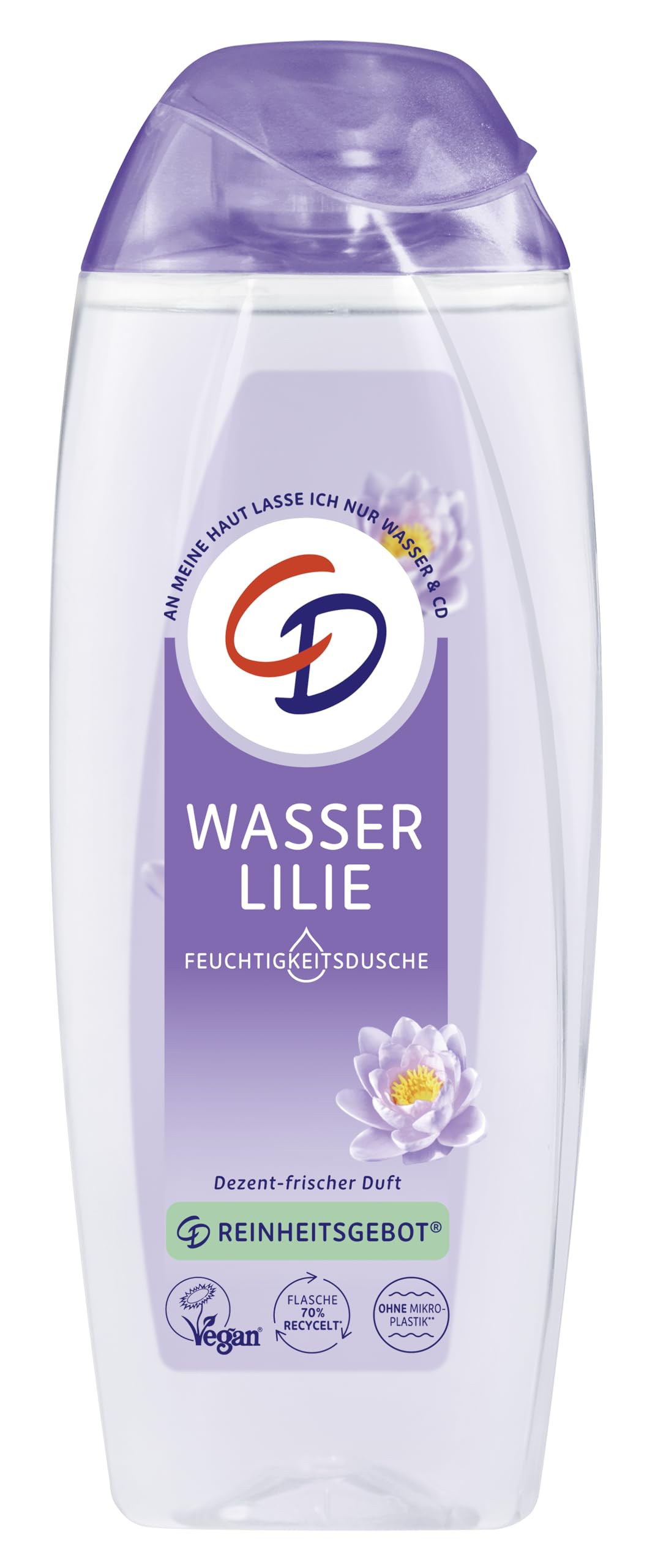 CDShower 'Water Lily', 250 ml, Shower Gel with Water Lily Extract, Moisturising Care Product for Sensitive Skin, No Microplastics, Vegan
