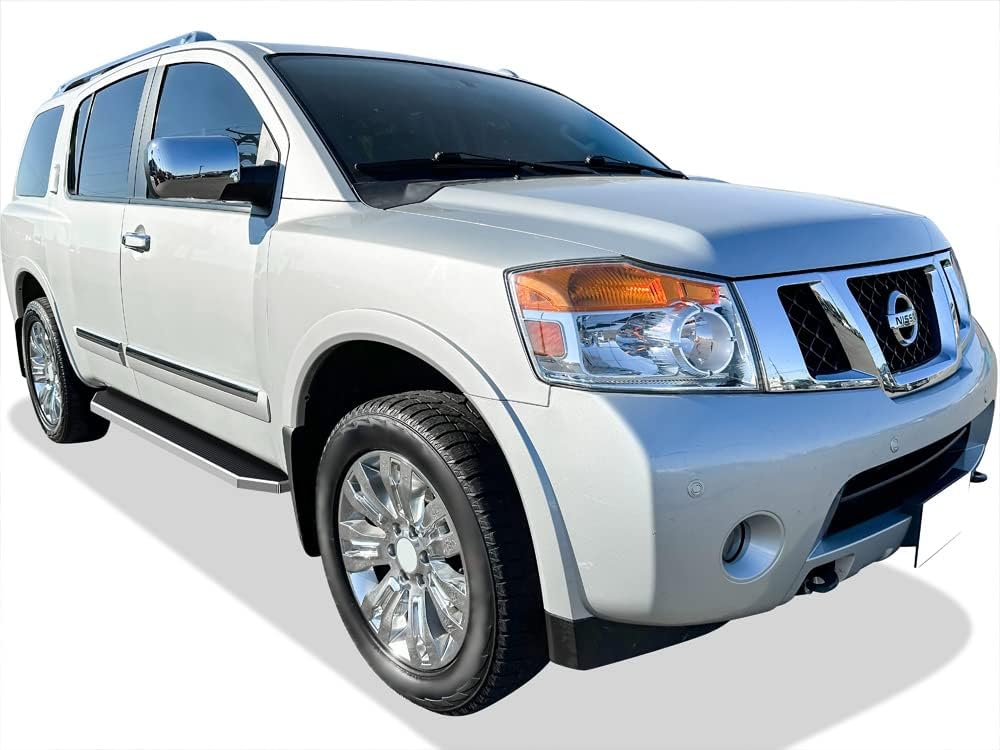 APS 6-inch Aluminum (Polished Flat Style) Running Boards Nerf Bars Side Compatible with Nissan Armada 2004-2016