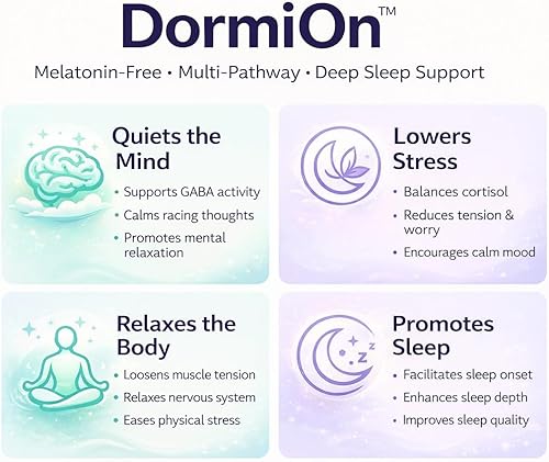 Miniatura 6 de DormiOn Ayuda para dormir sin melatonina  Shoden Ashwagandha 35% withanolides, PharmaGABA, valeriana Sleeproot 2% ácido valerénico, L-teanina, Mg