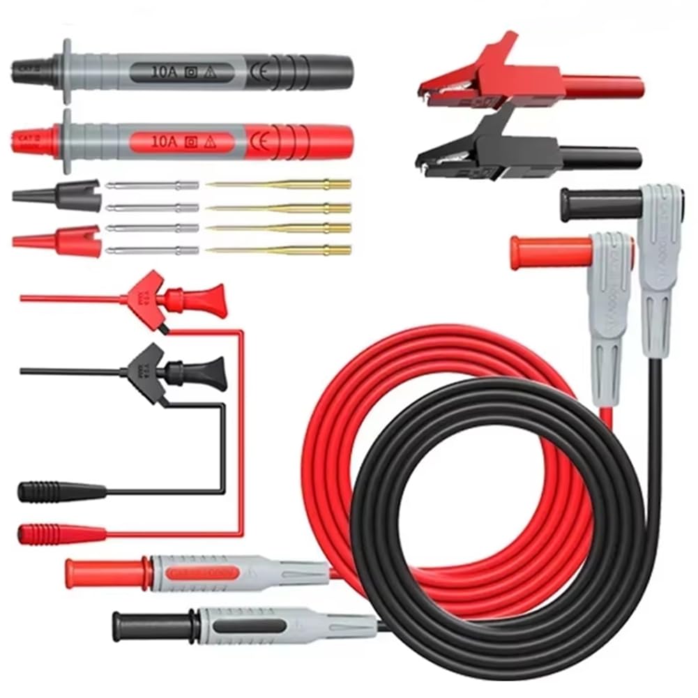 Jnchdghwa As Shown P1300 Series Multimeter Test Lead Kit 4Mm Banana Plug Cable Test Hook Clip Probe Alligator Clip Automotive Tool