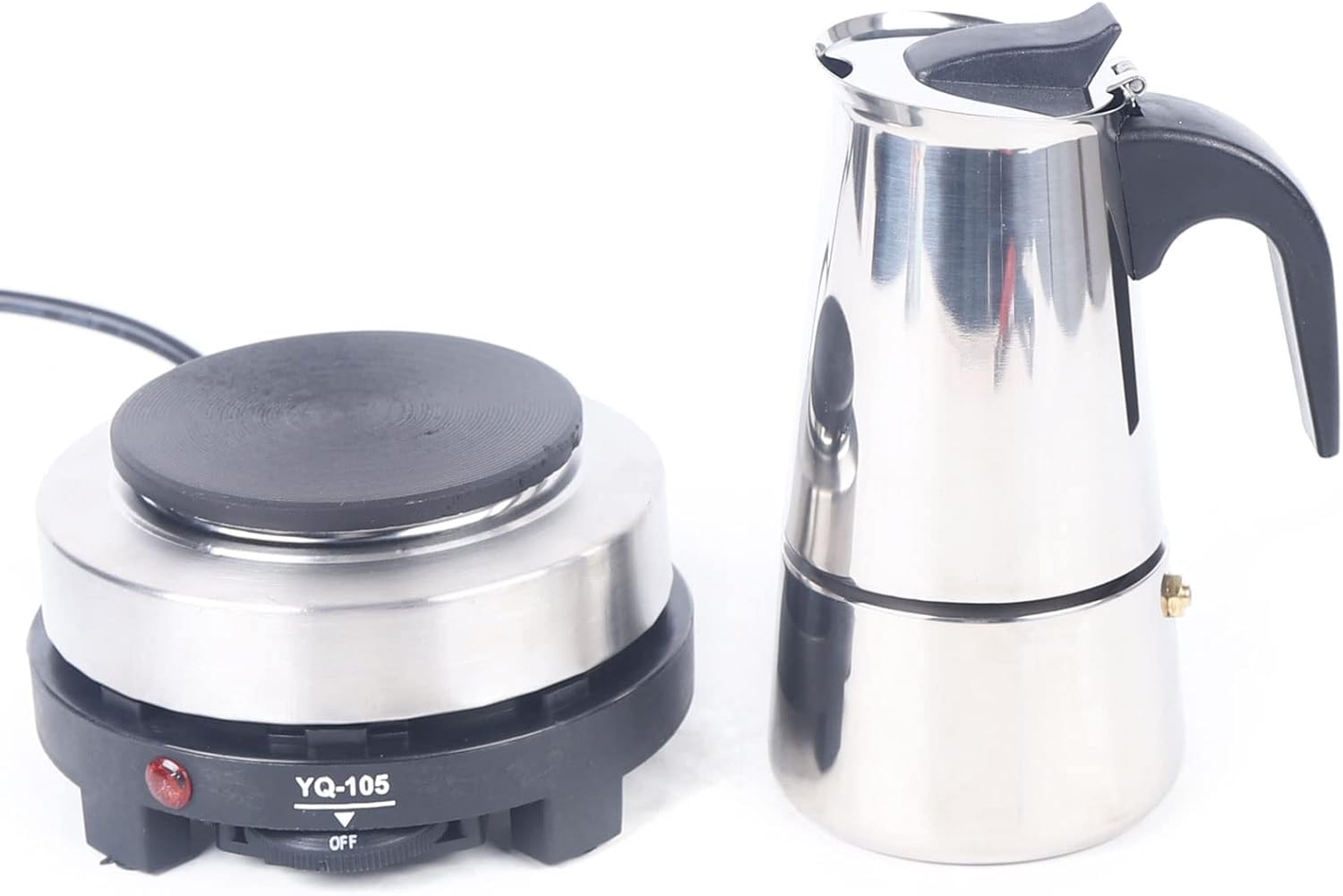 Cafetera eléctrica de acero inoxidable de 500 W, 200 ml, 4 tazas, cafetera moka, cafetera eléctrica con válvula de seguridad, para cocinas, cafés, oficinas