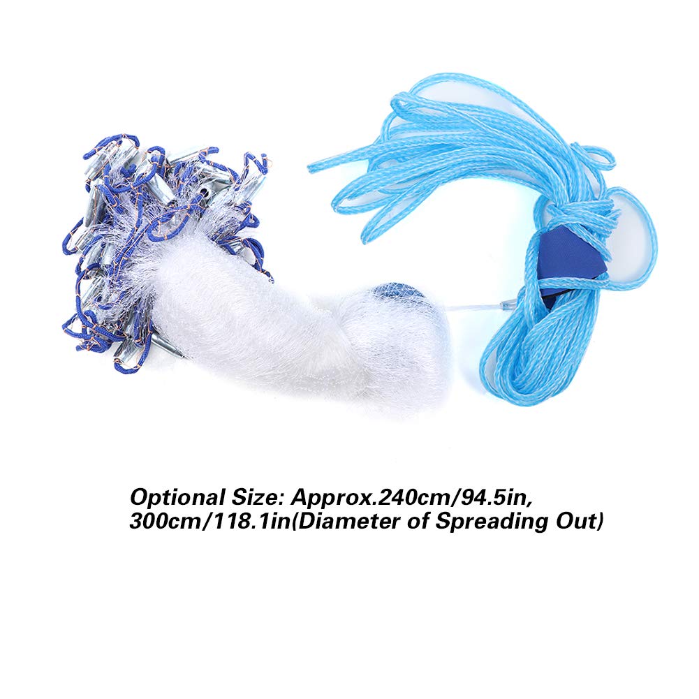 Filet de Pêche de Style Américain, Monofilament en Nylon Facile à Lancer à la Main pour la Pêche aux Appâts, Diamètre de adapté aux Océans