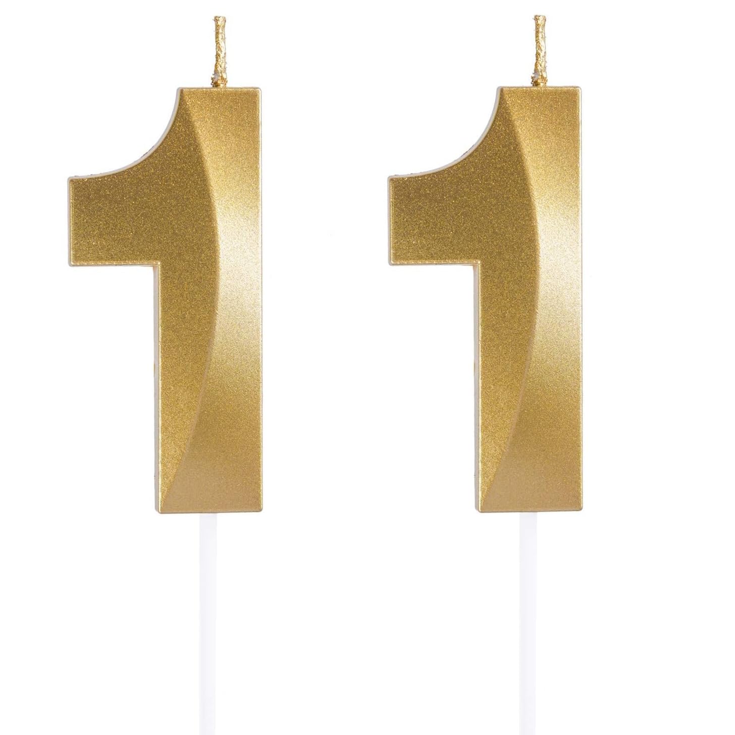 Qikaara Gold 11Th Birthday Candles, Number 11 Candle, Happy Birthday Candles, 3D Digital Candles For Birthday Cake, Glitter Cake Topper Decorations For Birthday Wedding Anniversary Celebration Party