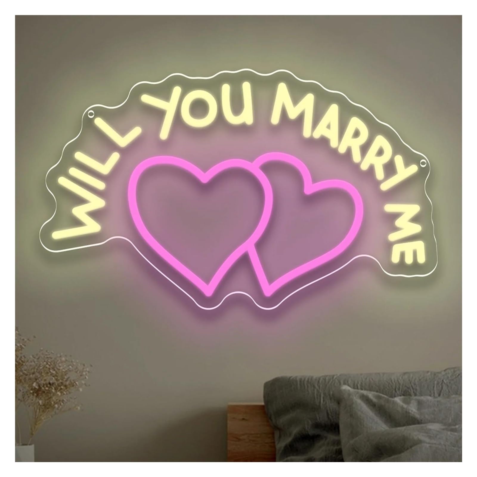 RONGCH Hanging Art Signs Will You Marry Me Neon Sign Dimmable Romantic Light for Wedding Proposal Engagement Get Married Party Decor 40.6cmx24.5cm