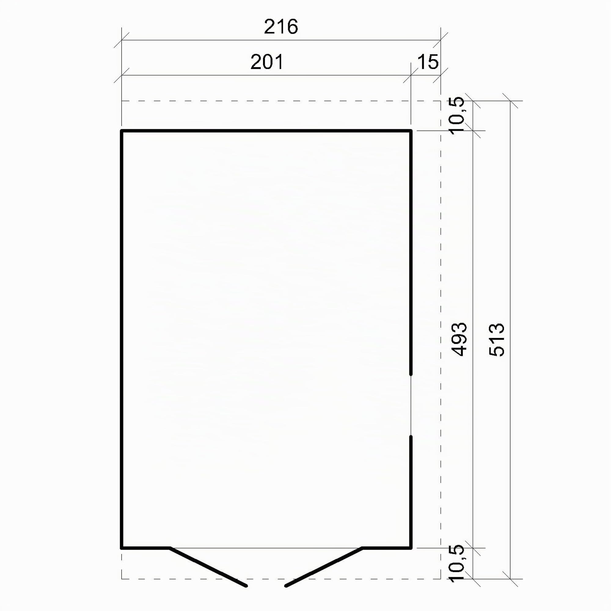 TIMBELA M341 Abri de Jardin en Bois Naturel (sans paroi latérale)- Stockage extérieur avec fenêtres- H244x216x513 cm/10 m2, Hangar en Bois Naturel - Atelier Rangement Outils et vélos