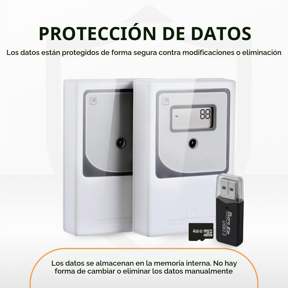 Contador de Personas Automático con Datos - Contador Digital, Estadísticas por Hora y Día, Sensor Infrarrojos Inalámbrico, Control de Aforo, Contador de Visitas, MicroSD, Blanco