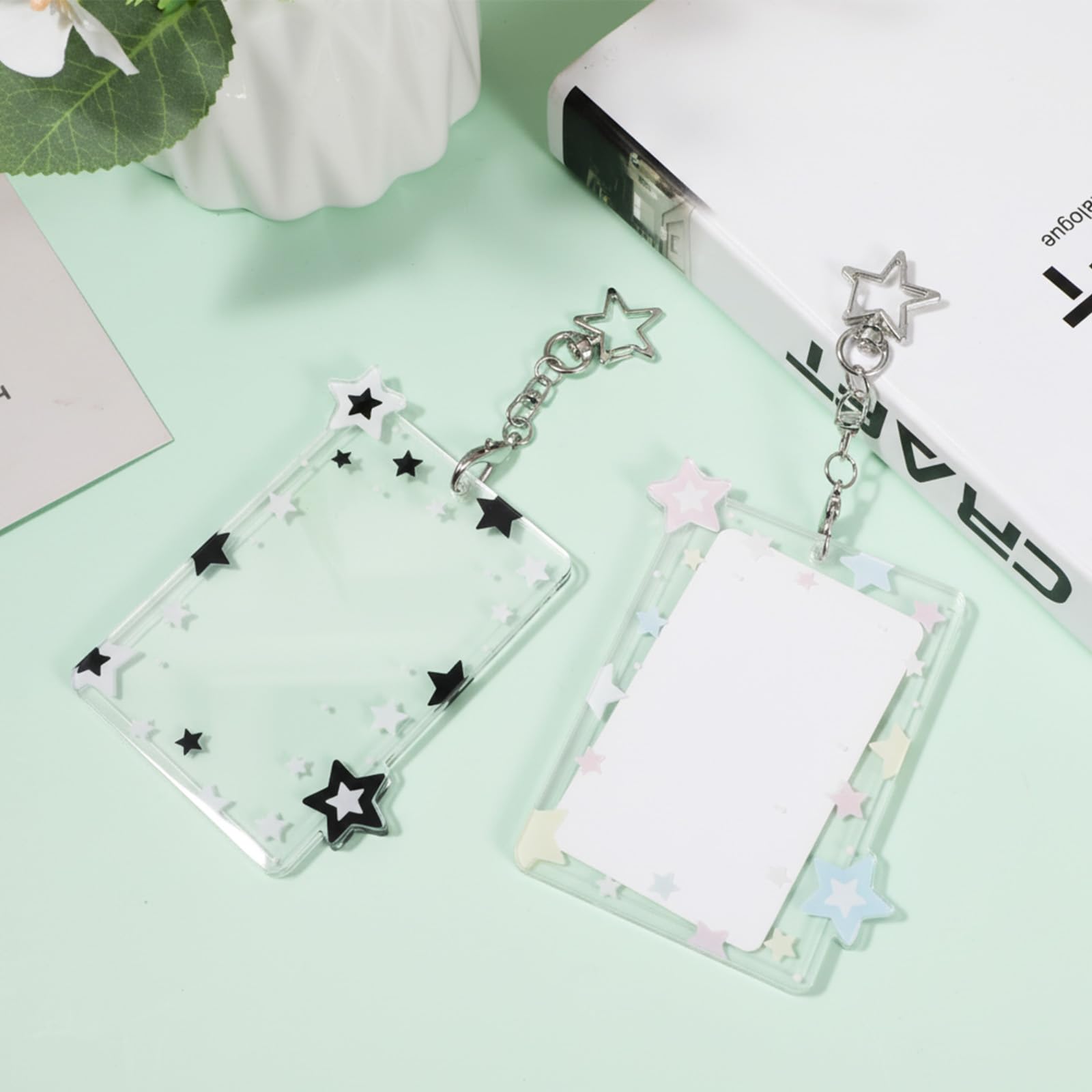 PLCPDM Porta-carte portatile a forma di stella, con portachiavi, decorazione per conservare i ricordi dell'idolo, Blu