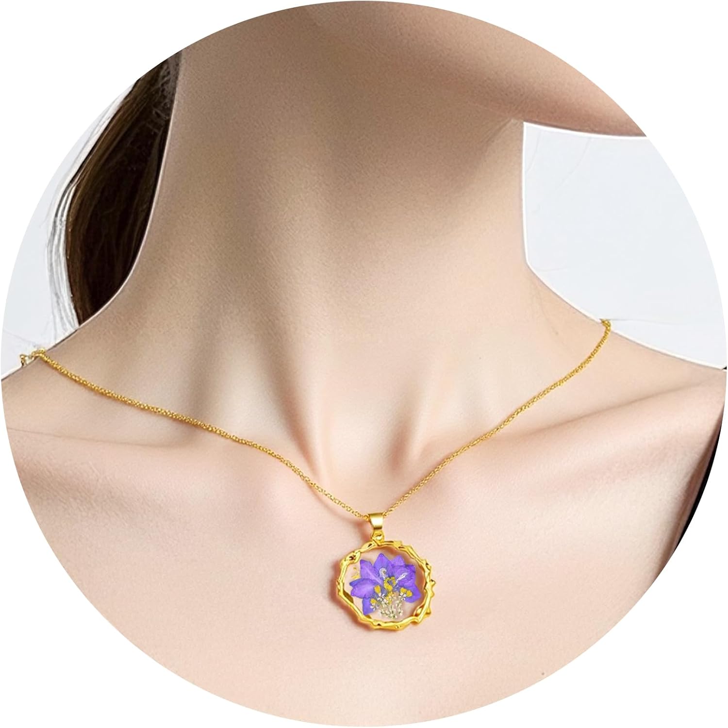 Pressed Flower Necklaces for Women,Birth Flower Necklaces for Women - Image 2
