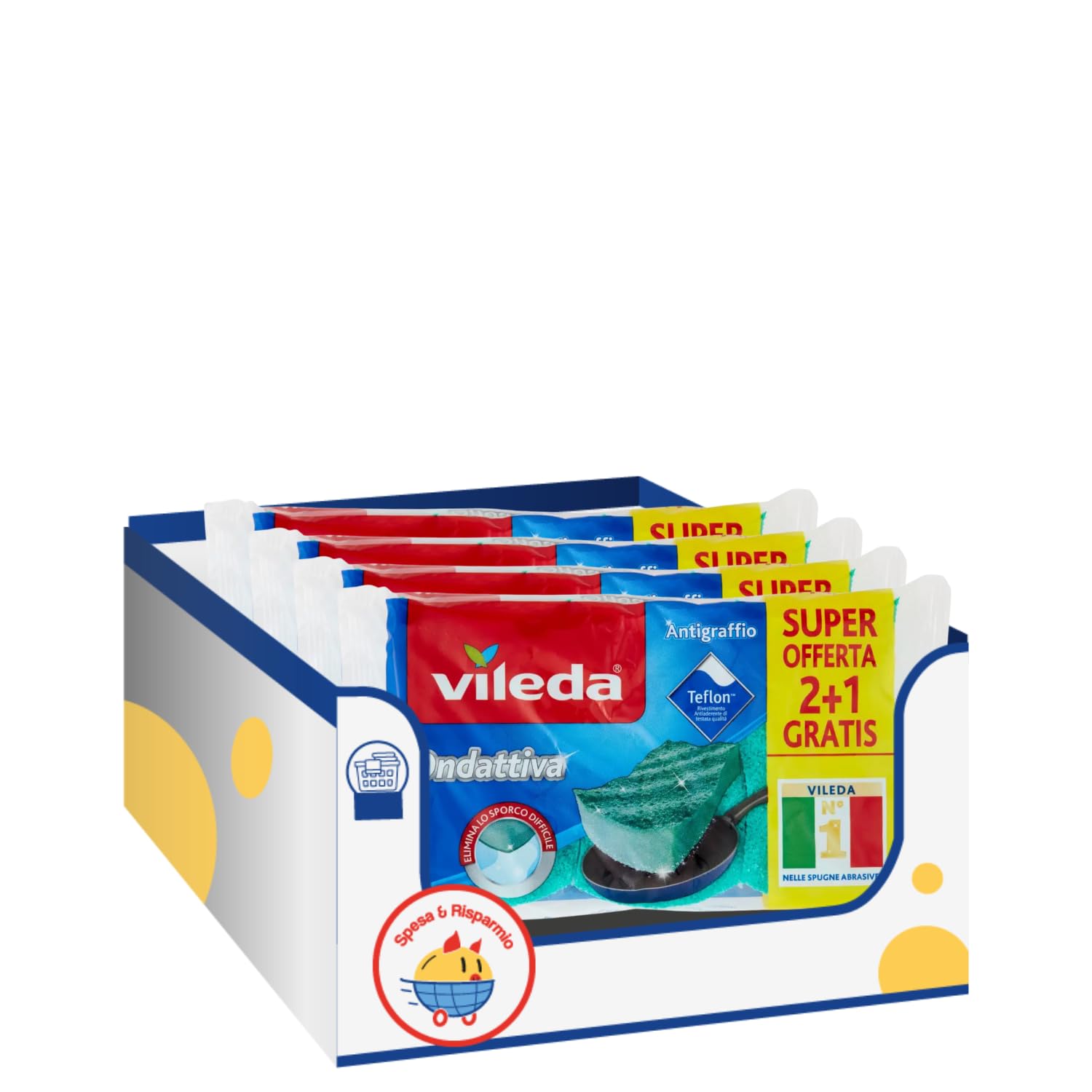 Spugna mille usi onda attiva per superfici delicate e resistenti – Confezione 2+1 pezzi kit con Spugna Brandizzata SPESA & RISPARMIO Inclusa – Variazioni 4/8/12 Pezzi (4)