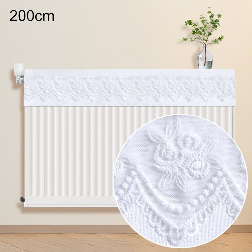 Copertura antipolvere per radiatore, protezione in tessuto, per prevenire l'accumulo di polvere e mantenere le pareti pulite, copertura antipolvere in pizzo (200 cm)