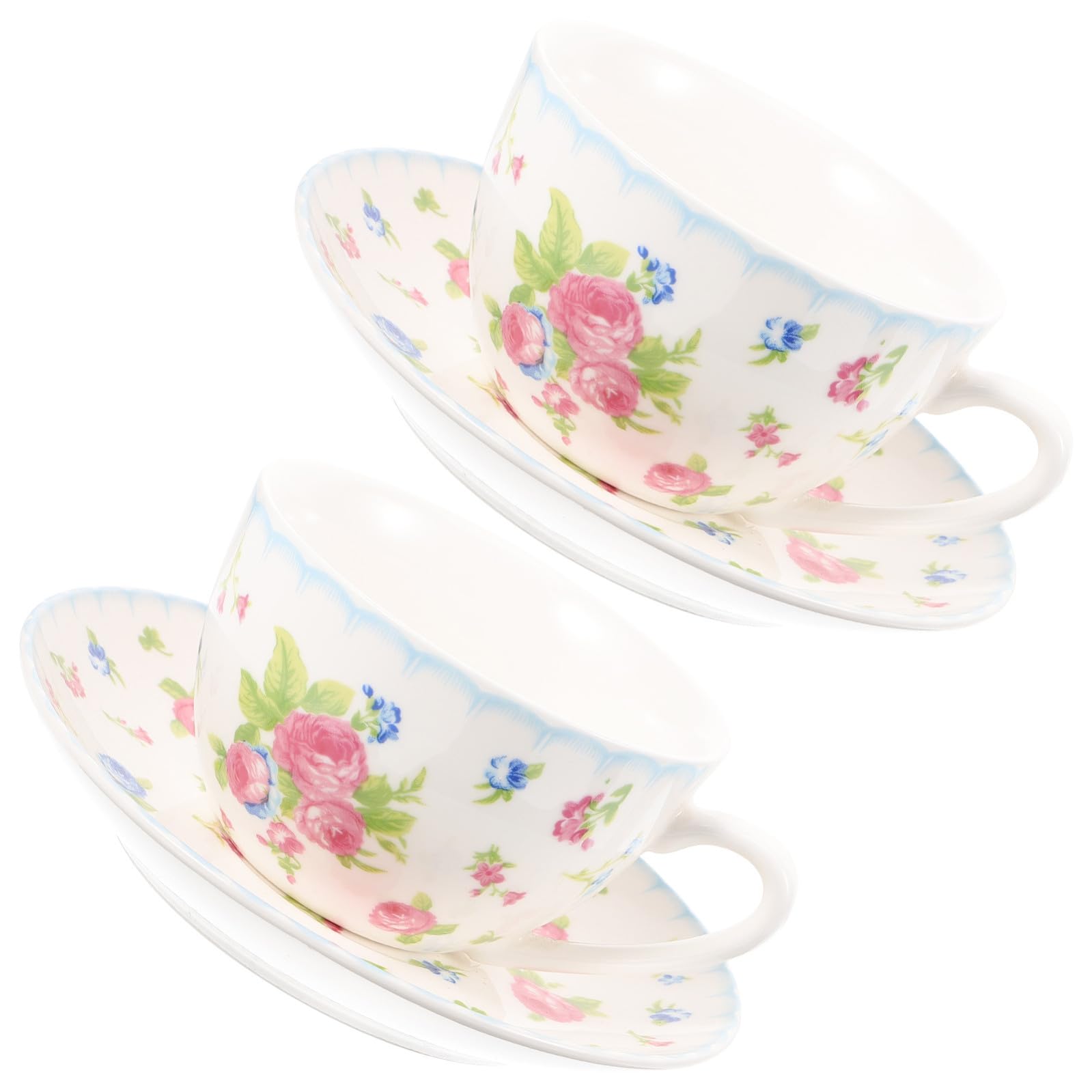 Set di Tazzine da Caffè in Porcellana Bone China 150ml Piattini, Design Retrò Elegante, Facile da Usare per Regalo Housewarming o Celebrazioni