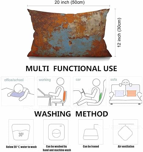 Miniatura 3 de Smooffly Fundas de almohada decorativas de 12 x 20 pulgadas, color marrón óxido, estructura de hierro oxidado, estructura de hierro de dos lados,