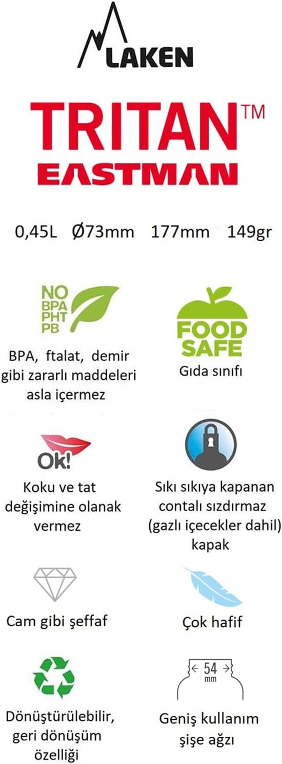 LAKEN Unisex - Adult TN4R Bottle, Red, 0.45 L