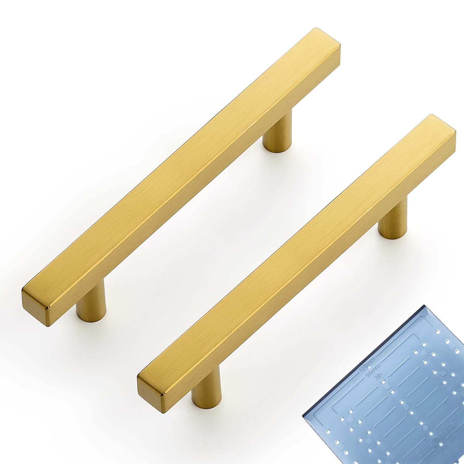 Ravinte Square Cabinet Handles, 30 Pack, 3.75" Hole Centers, Gold