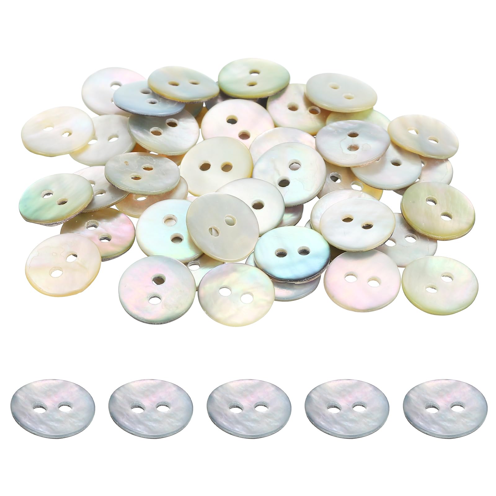 PATIKIL 50 Pcs 9mm Mother of Pearl Buttons, 2 Holes MOP Natural Pearl Shell Buttons for Sewing Clothes Coat Suits Shirt DIY Craft Decoration, Gray